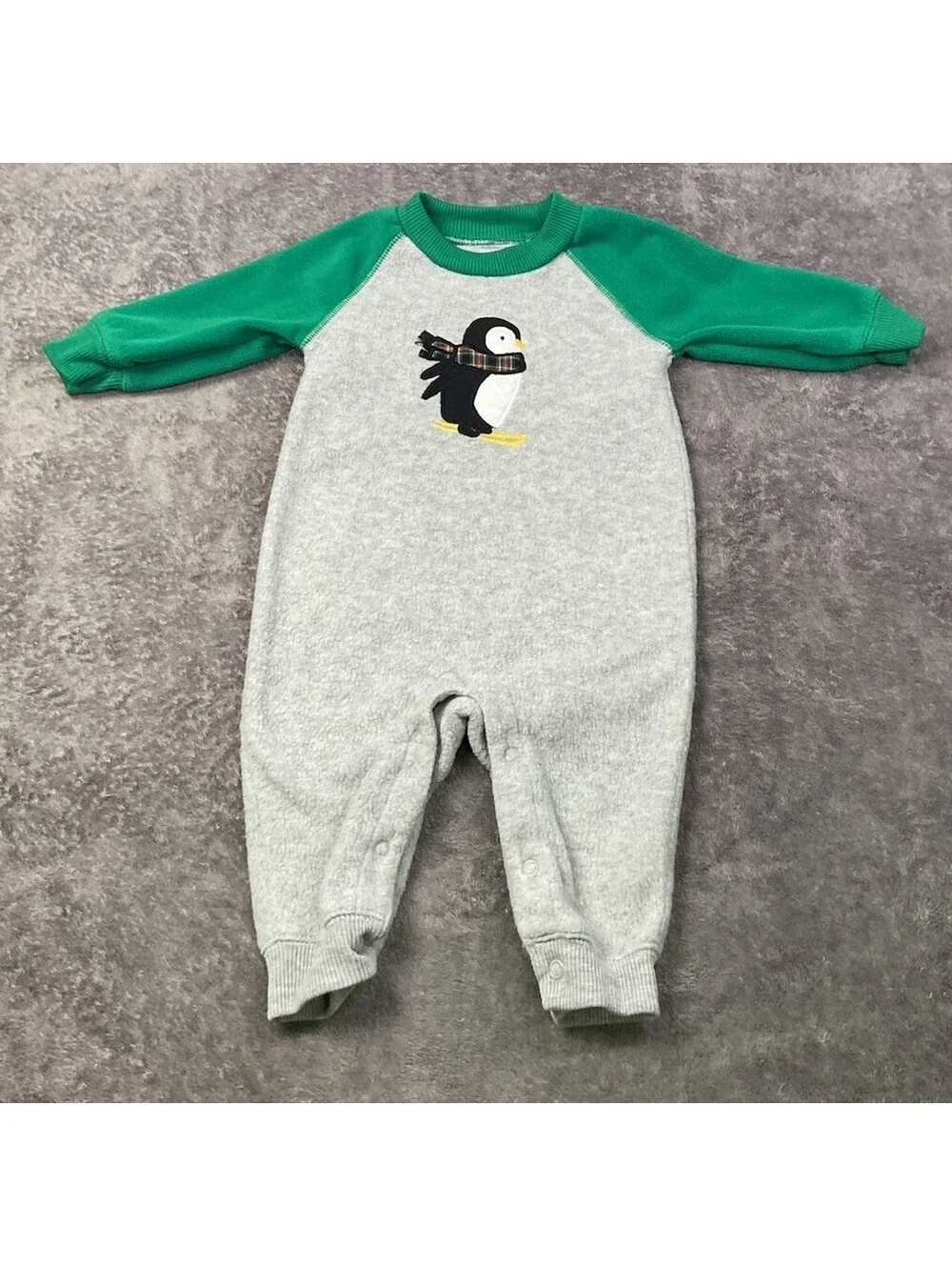 🐧 Carter's Fleece Penguin Romper (6M)